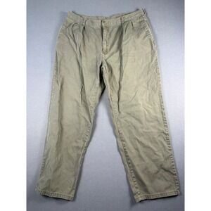 Duck Head Mens Pleated Chino Pants Olive Green 100% Cotton 40x30 Straight Leg